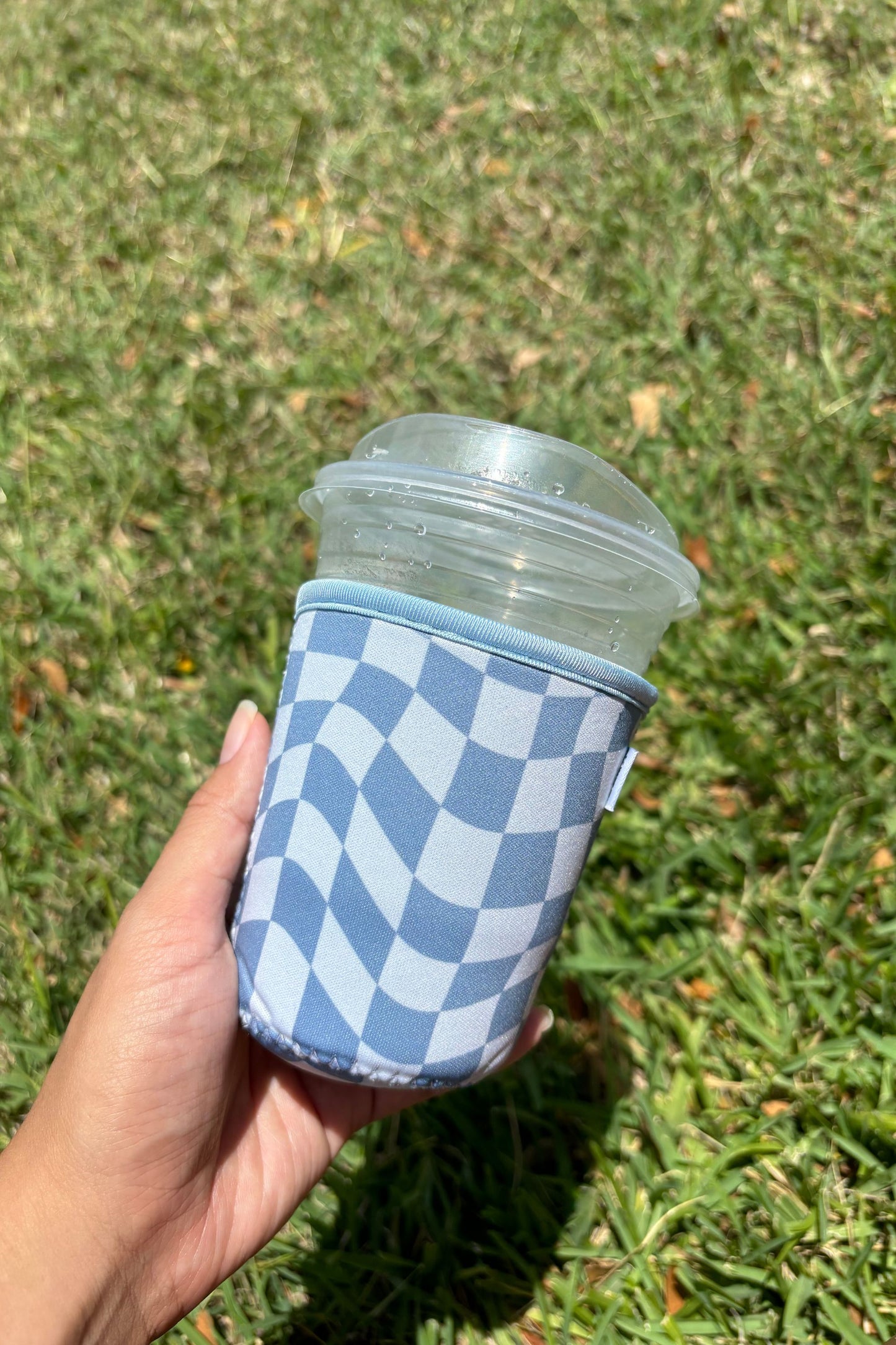 Blue Checkerboard Drink Sleeve