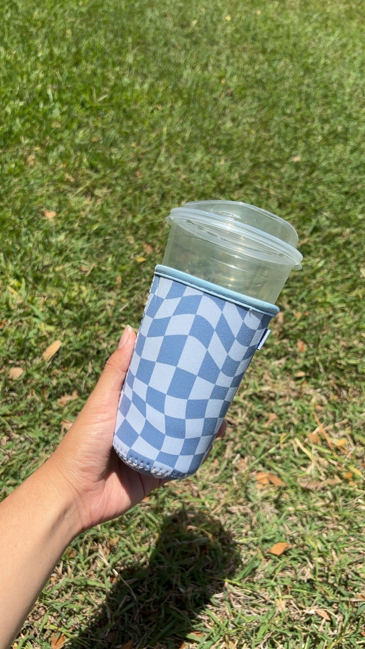 Blue Checkerboard Drink Sleeve