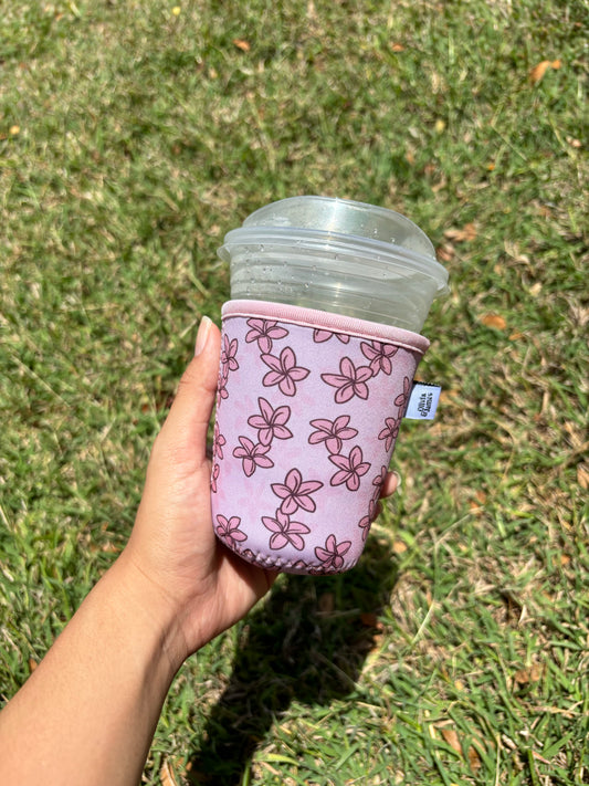 Pink Plumeria Iced Drink Sleeve