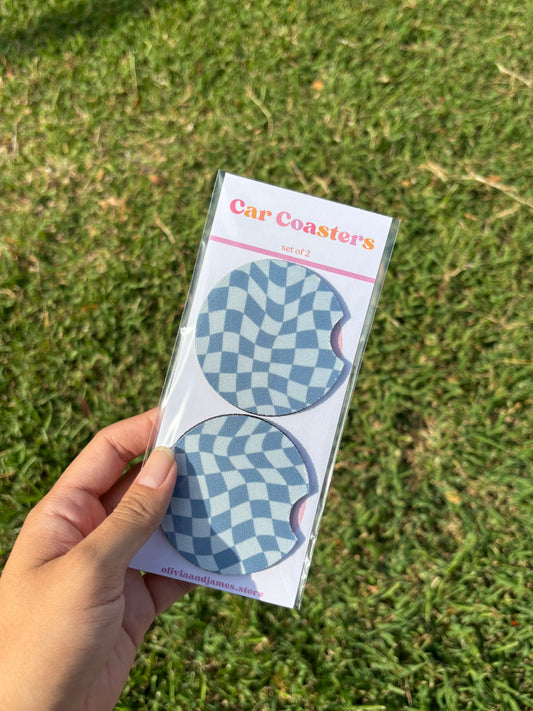 Wavy Blue Checkerboard